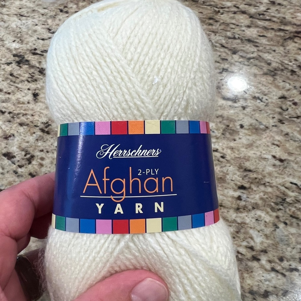 Herrschners 2-Ply Afghan Yarn Off White 0037 Acrylic Fine Weight 2oz 220yd